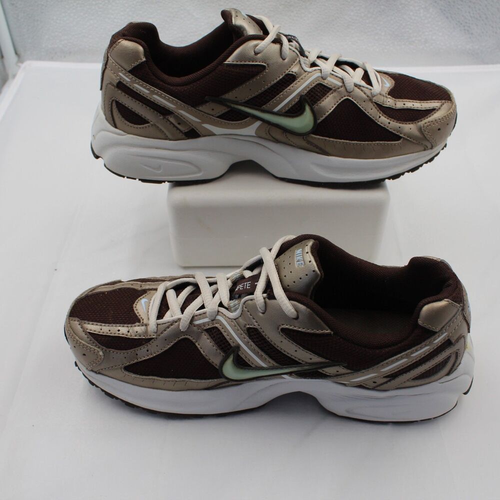 Nike Compete Run Women's Size 7.5 Brown Gold Green Swoosh Retro Running Shoes - Picture 2 of 9